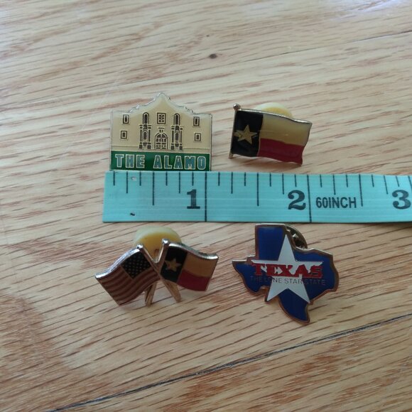 Vintage Texas Alamo USA Lapel Hat Pins Lot of 4 Yellowed Damaged AS IS - Picture 10 of 11